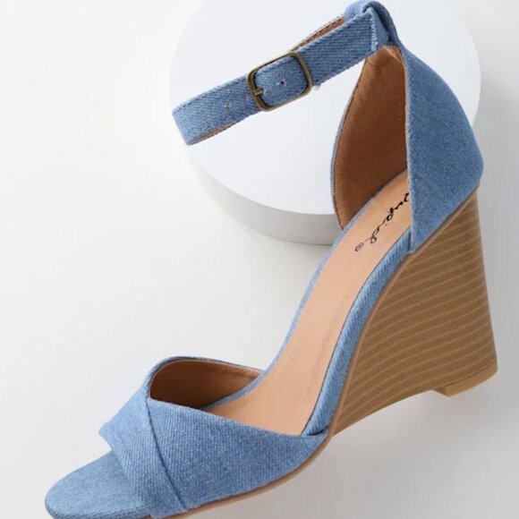 Blue Denim Wedges - Picture 1 of 2